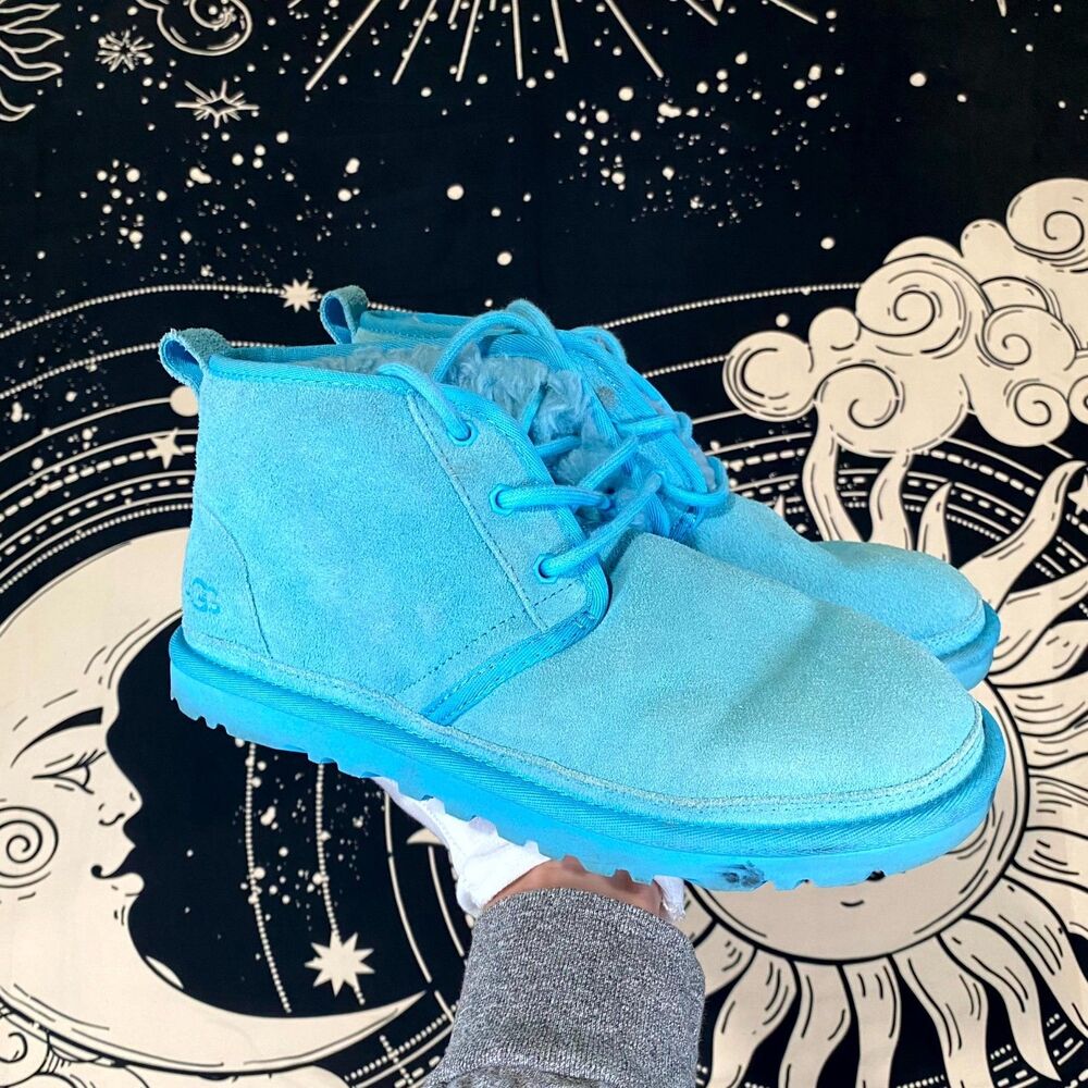 UGG Neumel 1094269 Bootie Women's 9 Blue Suede Lined Classic Ankle Boot Lace Up